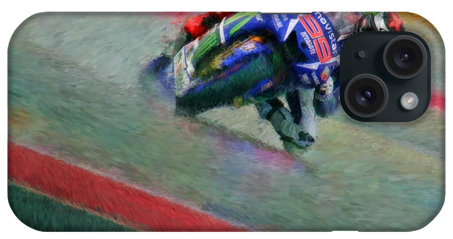 Jorge Lorenzo iPhone Case featuring the photograph Jorge Lorenzo MoviStar Yamaha MotoGP by Blake Richards