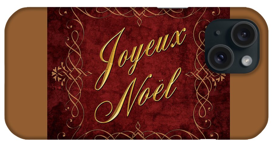 Joyeux Noel iPhone Case featuring the digital art Joyeux Noel In Red And Gold by Caitlyn Grasso