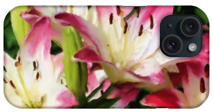 Lily iPhone Case featuring the painting Joyful Lilies by Smilin Eyes Treasures
