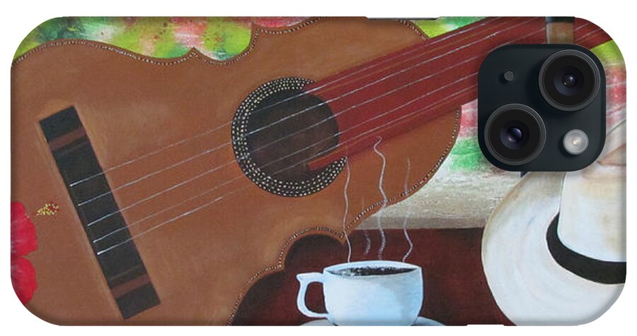 Guitar iPhone Case featuring the painting Joys of Life by Gloria E Barreto-Rodriguez