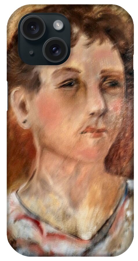 People iPhone Case featuring the painting Judy by Arlen Avernian - Thorensen