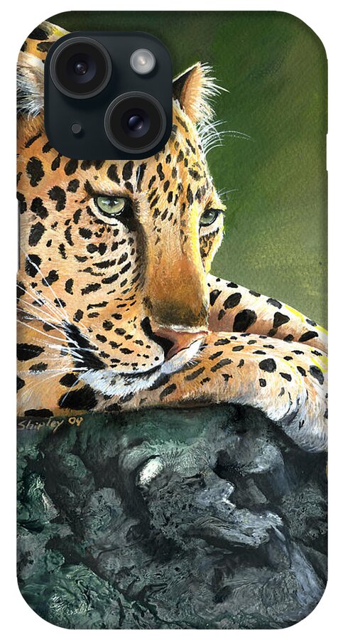 Leopard iPhone Case featuring the painting Jumanji by Sherry Shipley