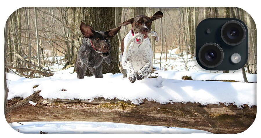 Dog iPhone Case featuring the photograph Jump Together by Brook Burling