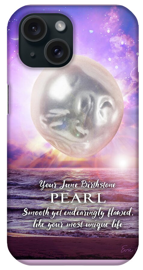 June iPhone Case featuring the digital art June Birthstone Pearl by Evie Cook