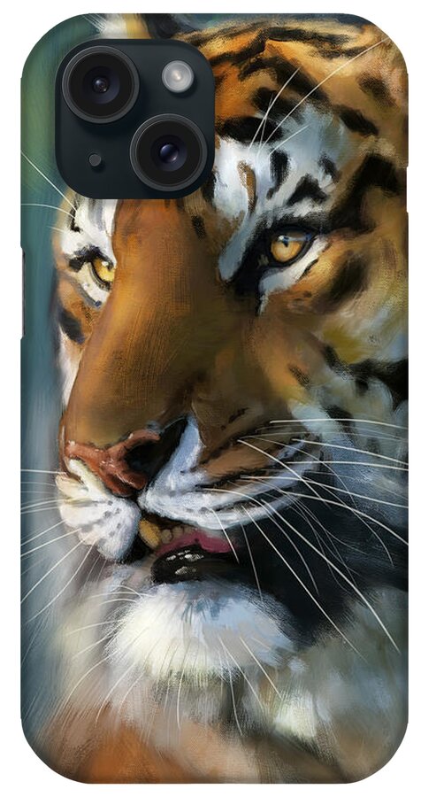 Tiger iPhone Case featuring the painting Jungle Emperor by Arie Van der Wijst