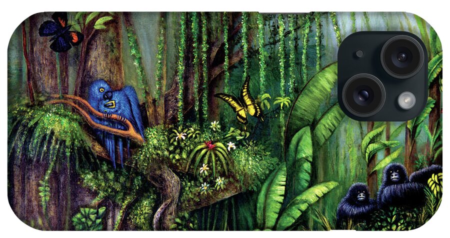 Jungle iPhone Case featuring the painting Jungle Talk by Lynn Buettner