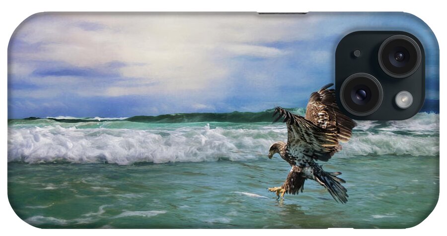 Jai Johnson iPhone Case featuring the photograph Juvenile Eagle At Sea Wildlife Art by Jai Johnson