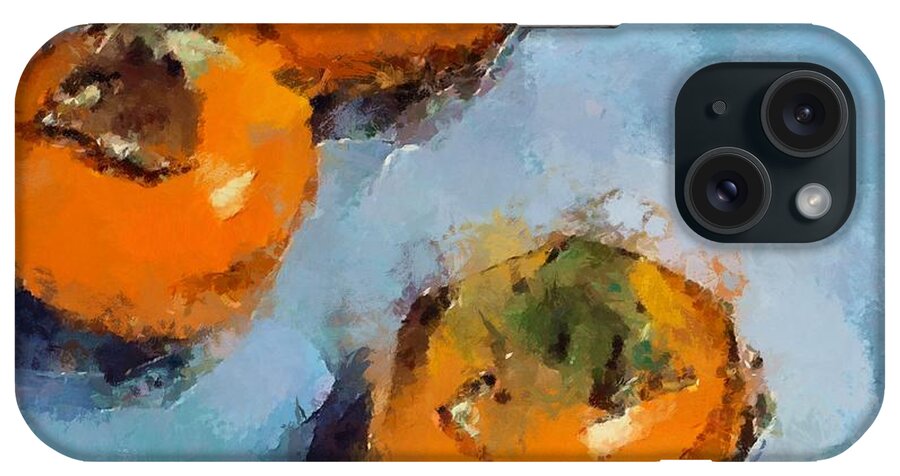 Kaki. Fruits iPhone Case featuring the painting Kaki by Dragica Micki Fortuna