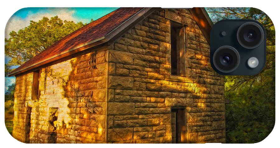 House iPhone Case featuring the photograph Kansas Countryside Stone House by Anna Louise