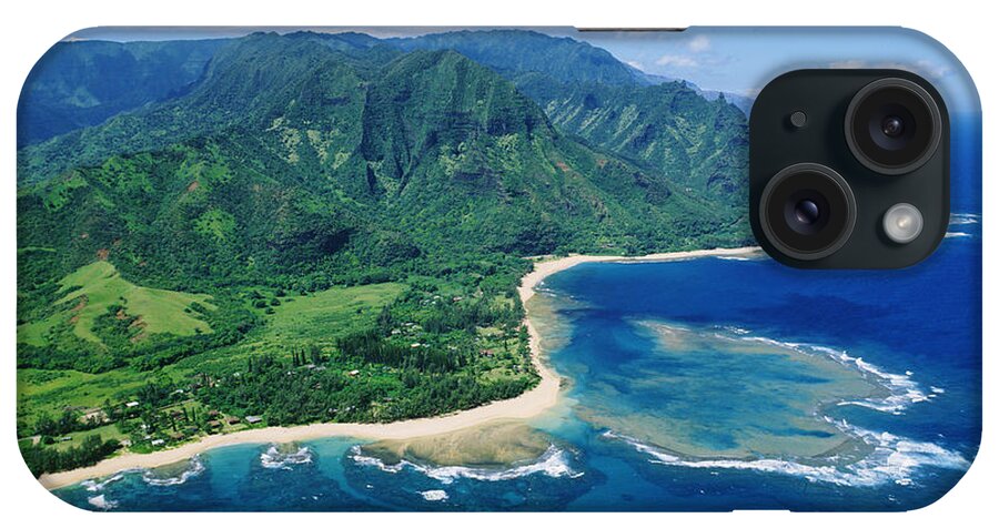 Aerial iPhone Case featuring the photograph Kauai, Tunnels Beach by Greg Vaughn - Printscapes