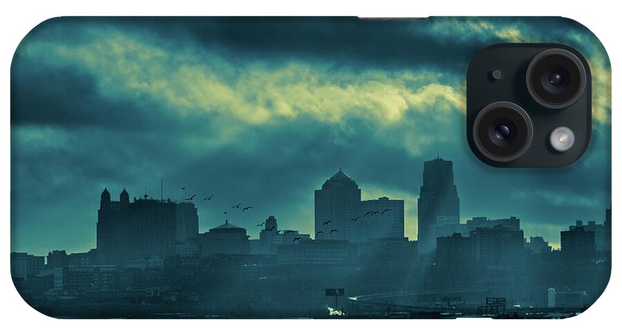 Kaw Point iPhone Case featuring the photograph Kaw Point Kansas City Skyline by Jeff Phillippi