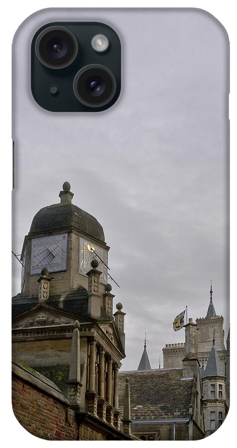 Cambridge iPhone Case featuring the photograph King college sundial clock tower. by Elena Perelman