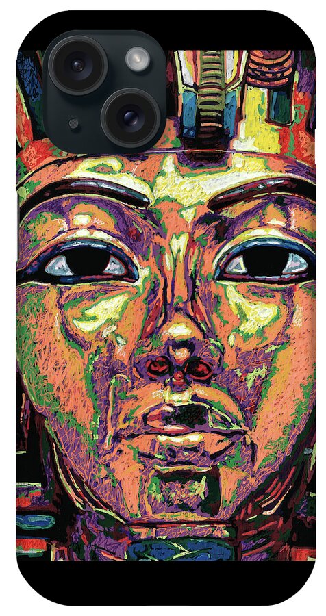 King Tutankhamun Death Mask iPhone Case featuring the painting King Tutankhamun Death Mask by Maria Arango