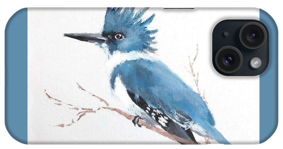 Kingfisher iPhone Case featuring the painting Kingfisher on a Branch by Pat Dolan