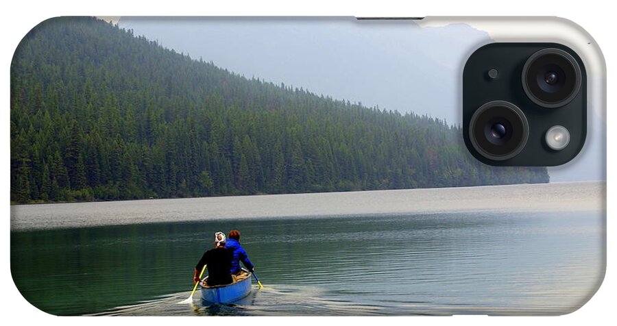 Mountains iPhone Case featuring the photograph Kintla Lake Paddlers by Marty Koch