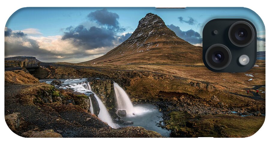 Landscape iPhone Case featuring the photograph Kirkjufellsfoss waterfall and Kirkjufell mountain, Iceland by Pradeep Raja Prints