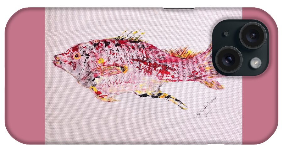 Fish Rubbing iPhone Case featuring the painting Kissing Snapper#8 by Phyllis Soderberg