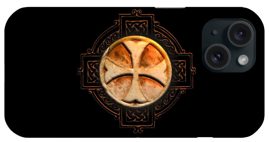 Fantasy iPhone Case featuring the digital art Knights Templar Symbol Re-Imagined by Pierre Blanchard by Esoterica Art Agency