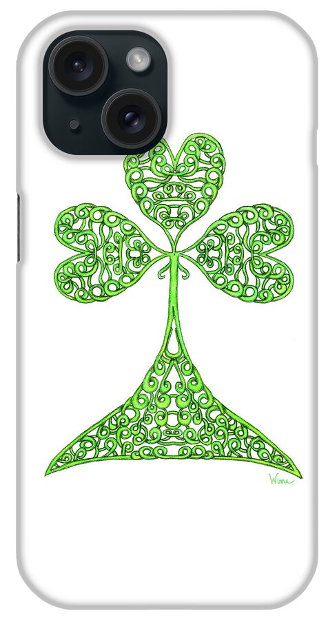 Lise Winne iPhone Case featuring the drawing Knotted Shamrock by Lise Winne