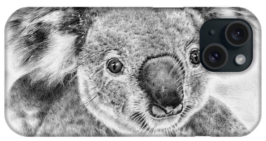 Koala iPhone Case featuring the drawing Koala Newport Bridge Gloria by Casey 'Remrov' Vormer