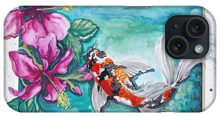 Koi Fish iPhone Case featuring the painting Koi In The Tropics up close by Vivian Casey Fine Art