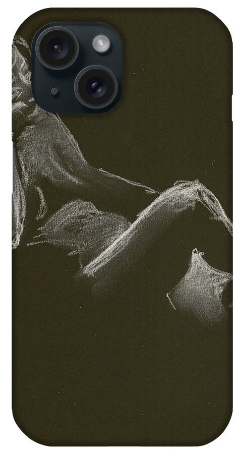 Figure Drawing iPhone Case featuring the drawing Kroki 2014 12 27_3 Figure Drawing White Chalk by Marica Ohlsson