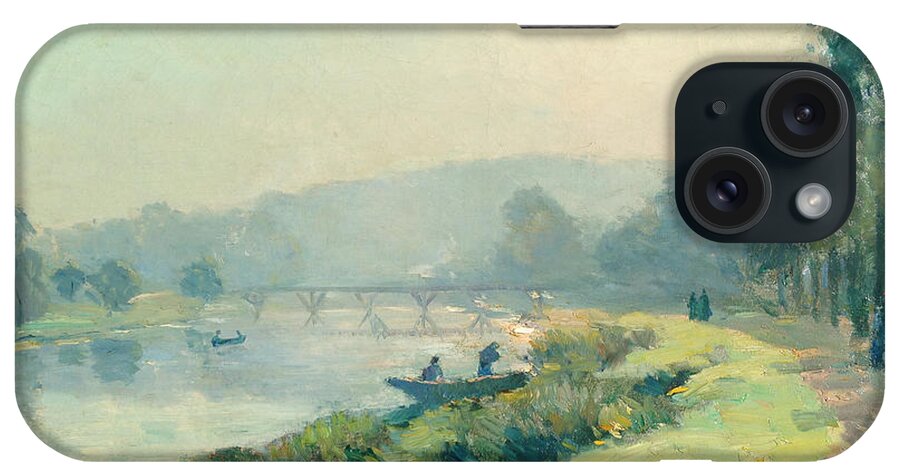 Albert Marie Lebourg (1849-1928) La Seine iPhone Case featuring the painting La Seine by Celestial Images