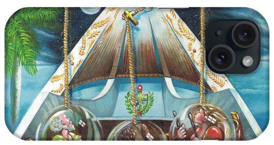 Ermita De La Caridad iPhone Case featuring the painting La Virgen de la Caridad del Cobre en Miami by Roger Calle