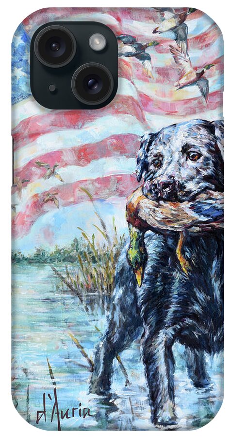 Labrador iPhone Case featuring the painting Labrador Americana by Tom Dauria