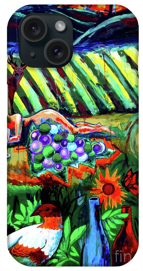 Wine iPhone Case featuring the painting Lady And The Grapes by Genevieve Esson