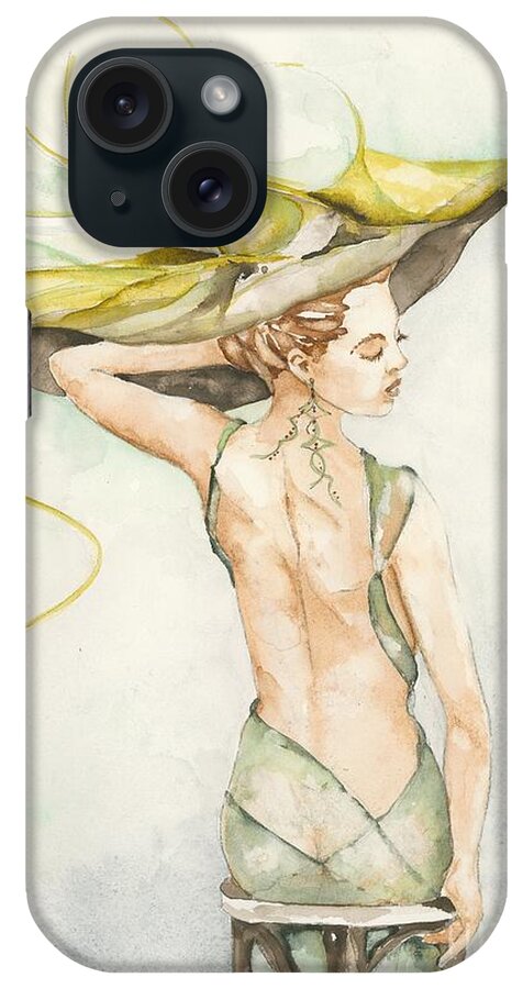 Fashion iPhone Case featuring the painting Lady In A Green Hat by Norah Daily