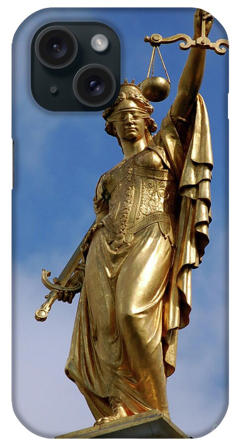 Statue iPhone Case featuring the photograph Lady Justice in Bruges by RicardMN Photography