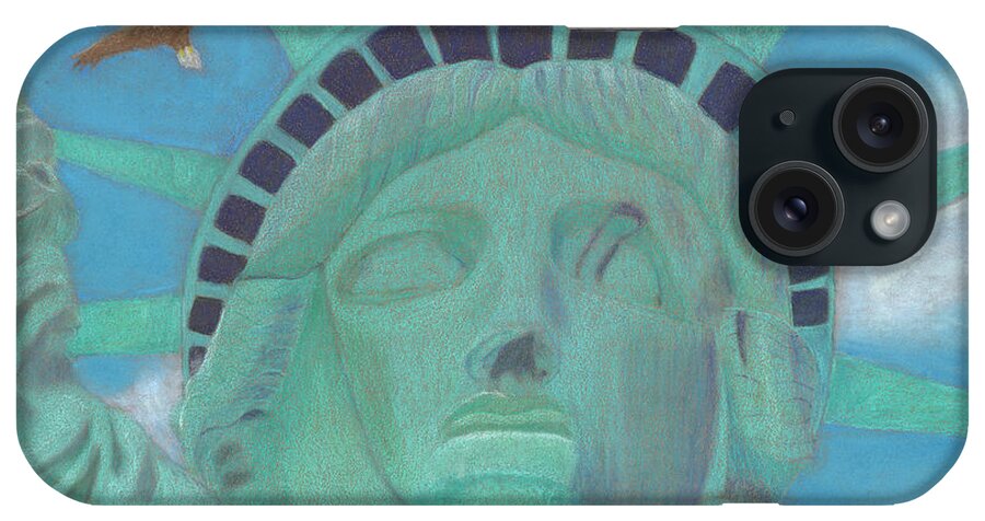 Statue Of Liberty iPhone Case featuring the painting Lady Liberty by Arlene Crafton