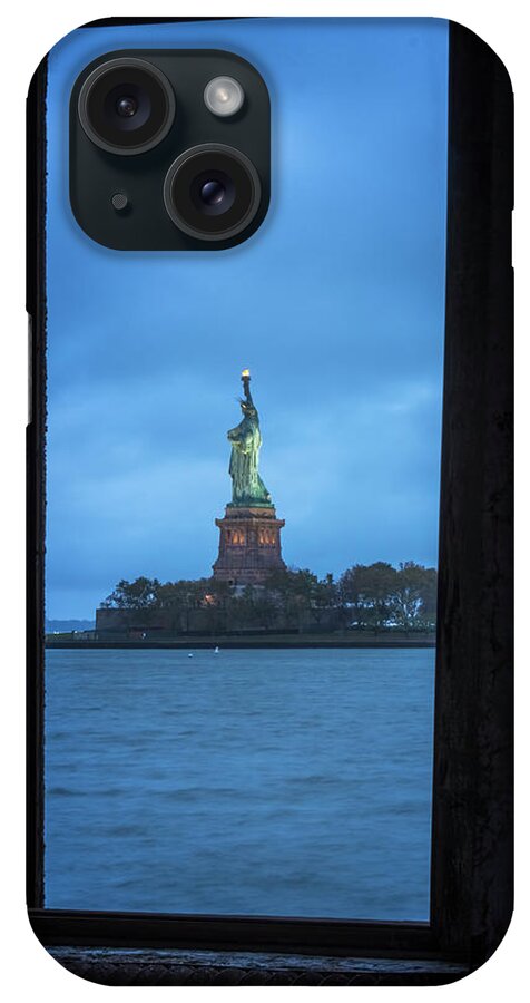Jersey City New Jersey iPhone Case featuring the photograph Lady Liberty View by Tom Singleton