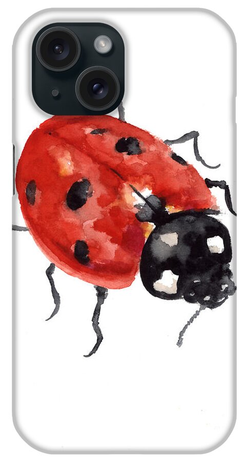 Ladybird iPhone Case featuring the painting Ladybird watercolor large poster by Joanna Szmerdt