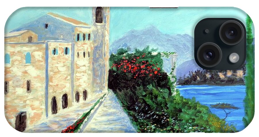 Lake Como Colors iPhone Case featuring the painting Lake Como Colors by Larry Cirigliano