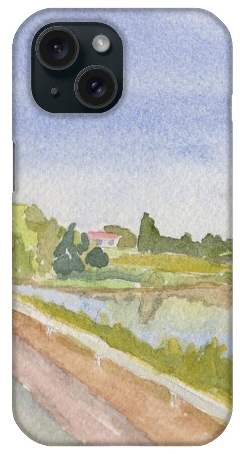 Watercolor iPhone Case featuring the painting Lake House by Marcy Brennan