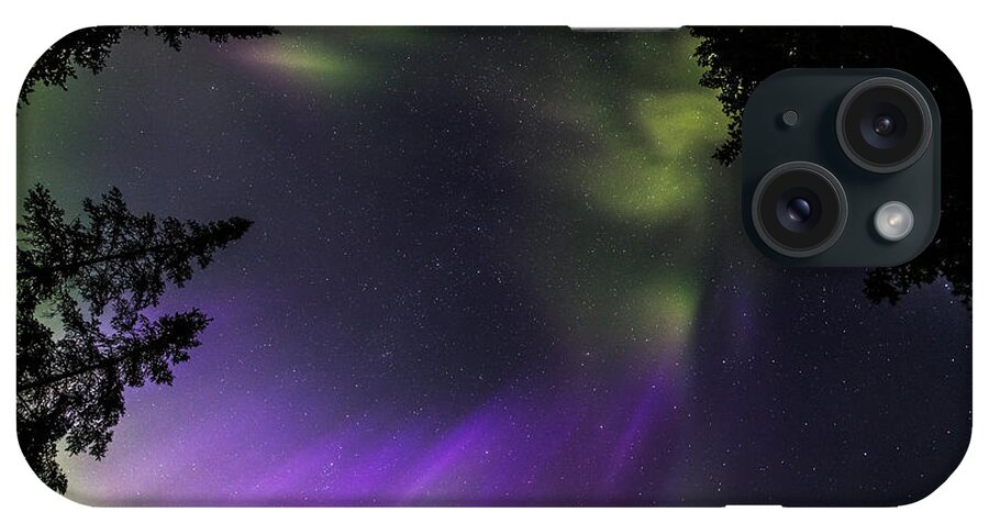 Astrophotography iPhone Case featuring the photograph Lake of the Woods Summer Aurora - Looking Up 01 by Jakub Sisak