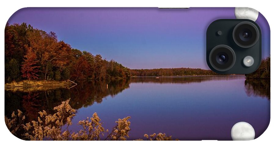 Lake iPhone Case featuring the photograph Lake Super Moon Reflection by Randall Branham