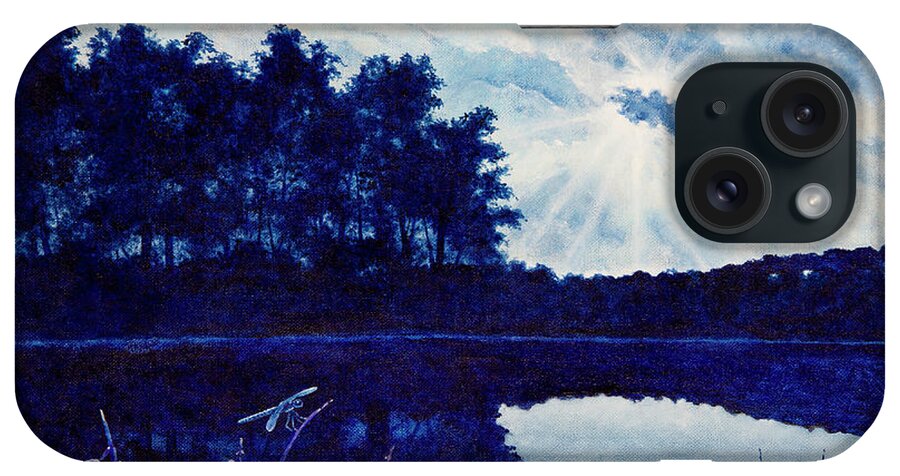 Dragonfly iPhone Case featuring the painting Lake Twilight by Michael Frank