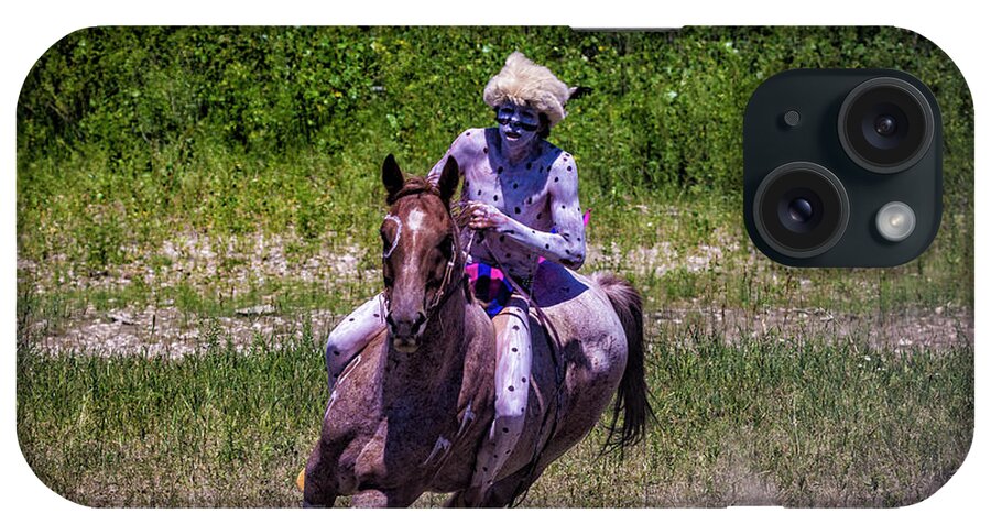 Little Bighorn Re-enactment iPhone Case featuring the photograph Lakota Warrior Preparing for Battle by Donald Pash