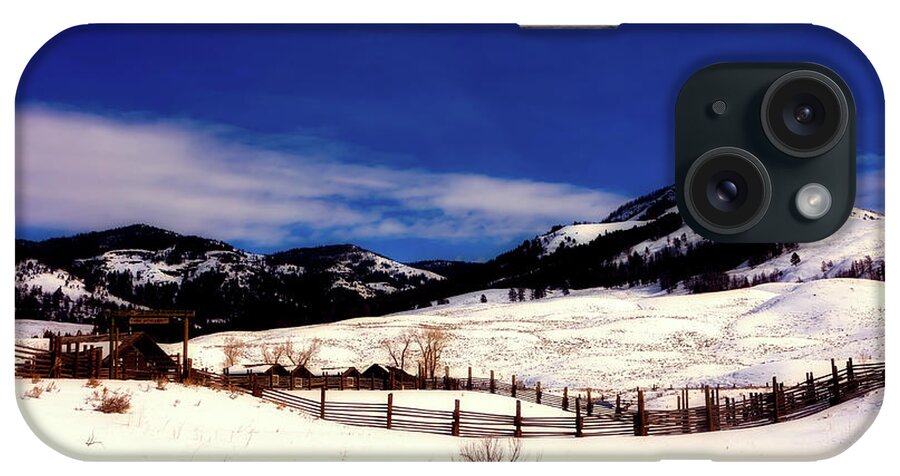 Yellowstone iPhone Case featuring the photograph Lamar Ranger Station In Winter - Yellowstone by Mountain Dreams