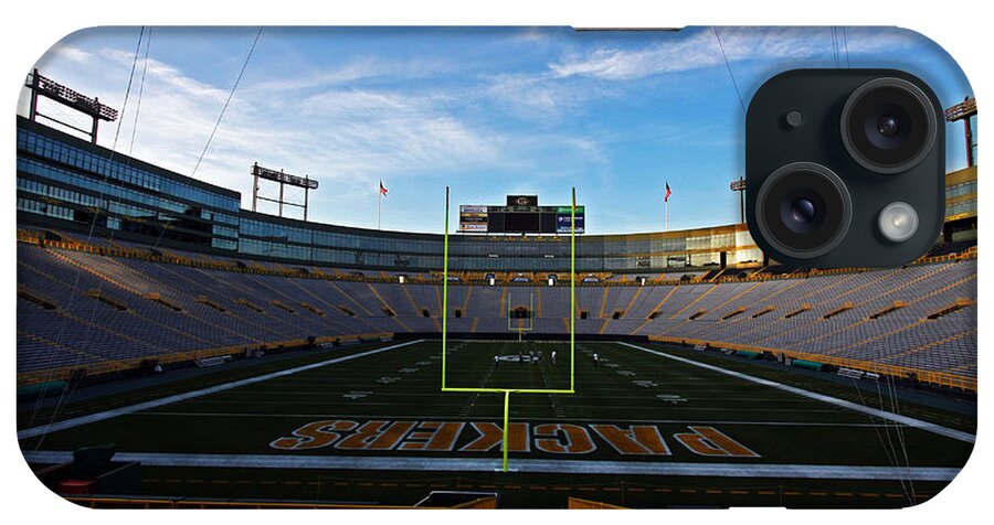 Green Bay iPhone Case featuring the photograph Lambeau Endzone Two by Ty Helbach