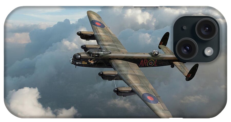 460 Squadron Raaf iPhone Case featuring the photograph Lancaster W5005 AR-L Leader above clouds by Gary Eason