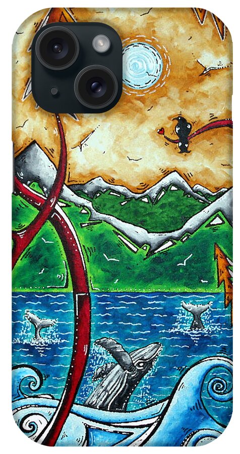 Art iPhone Case featuring the painting LAND OF THE FREE Original MADART Painting by Megan Aroon