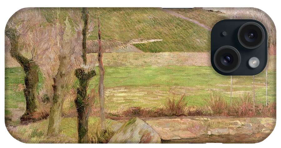 Landscape Near Pont-aven iPhone Case featuring the painting Landscape near Pont Aven by Paul Gauguin
