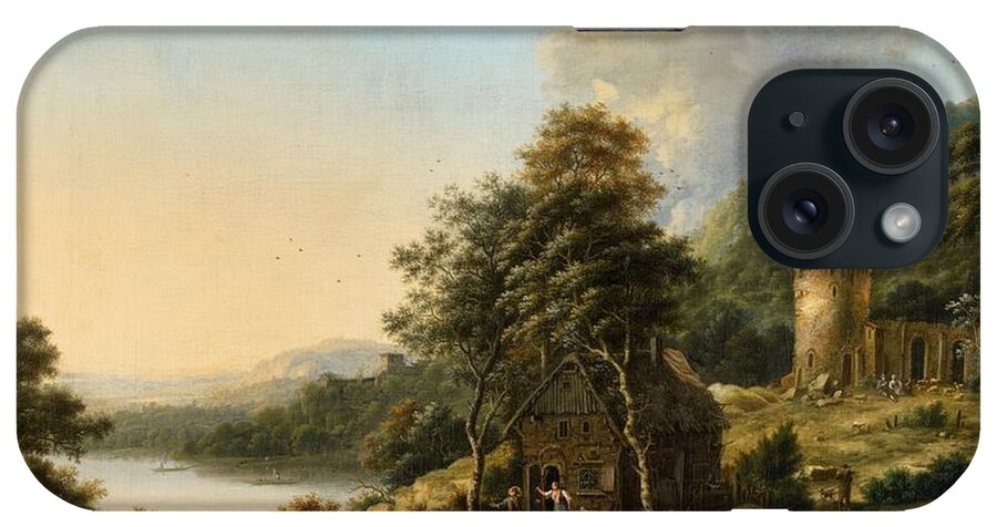 Johann Christian Vollerdt iPhone Case featuring the painting Landscape with a Farmhouse by Johann Christian