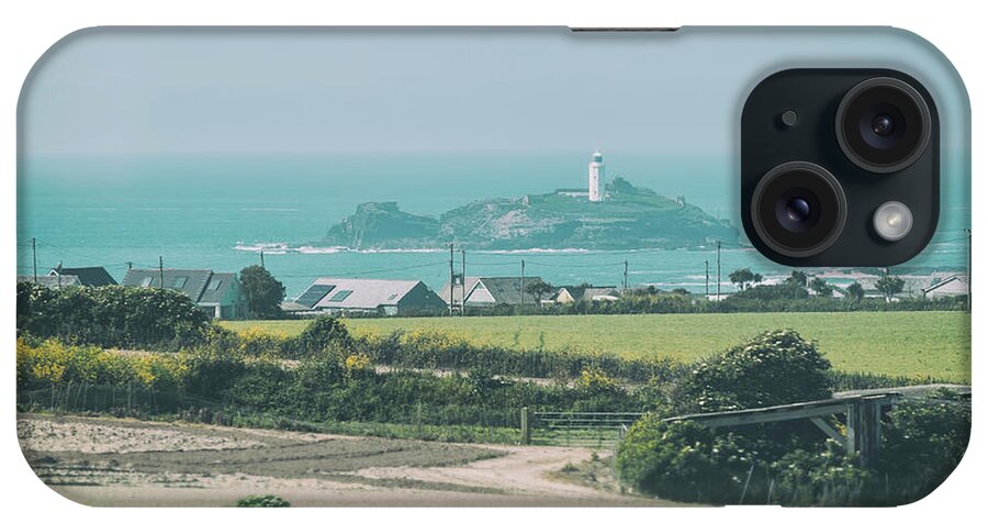 Godrevy iPhone Case featuring the photograph landscape with Godrevy Lighthouse by Ariadna De Raadt