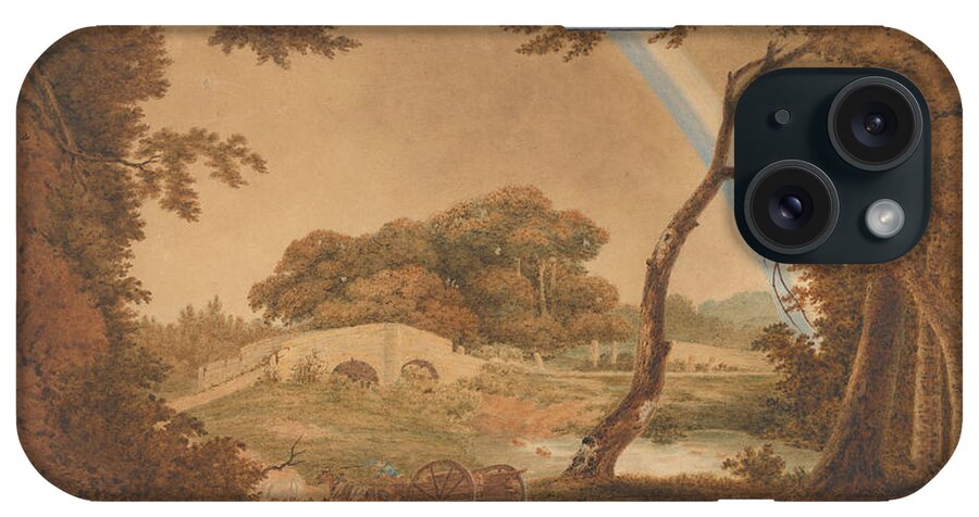 Joseph Wright iPhone Case featuring the painting Landscape with Rainbow, View near Chesterfield by Joseph Wright