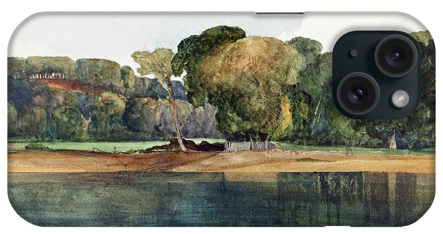 James Bulwer iPhone Case featuring the painting Landscape with Trees and Water by James Bulwer